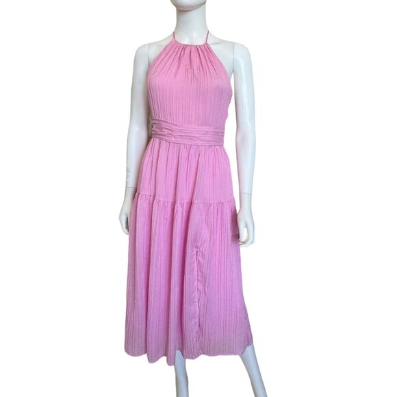 New ~ ASTR THE LABEL ~ REVOLVE Halter Pleated Midi Dress Size XS ANTHROPOLOGIE - Picture 1 of 7